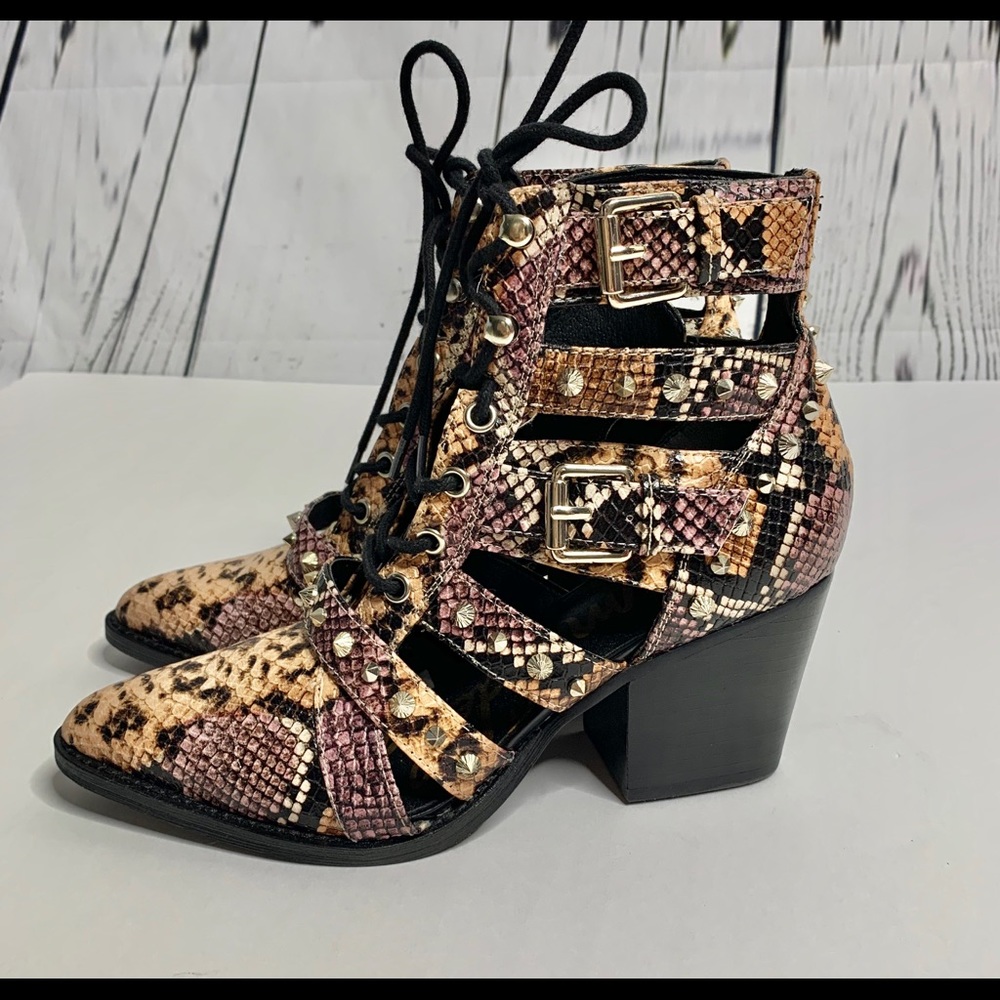 Sam Edelman Elana Studded Python Print Boots 7 New - image 3